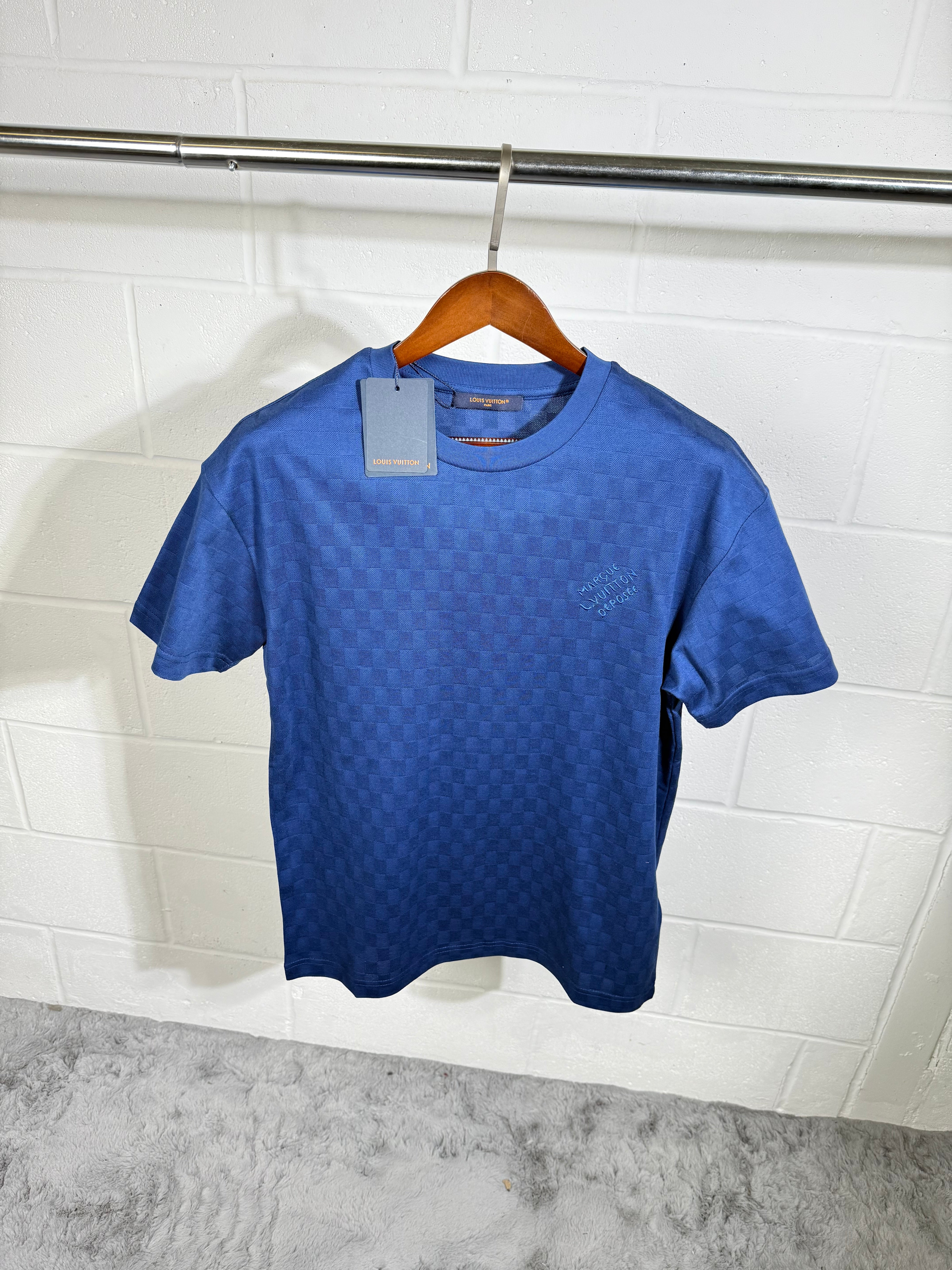 LVE DAMIER FRENCH TERRY NAVY T SHIRT