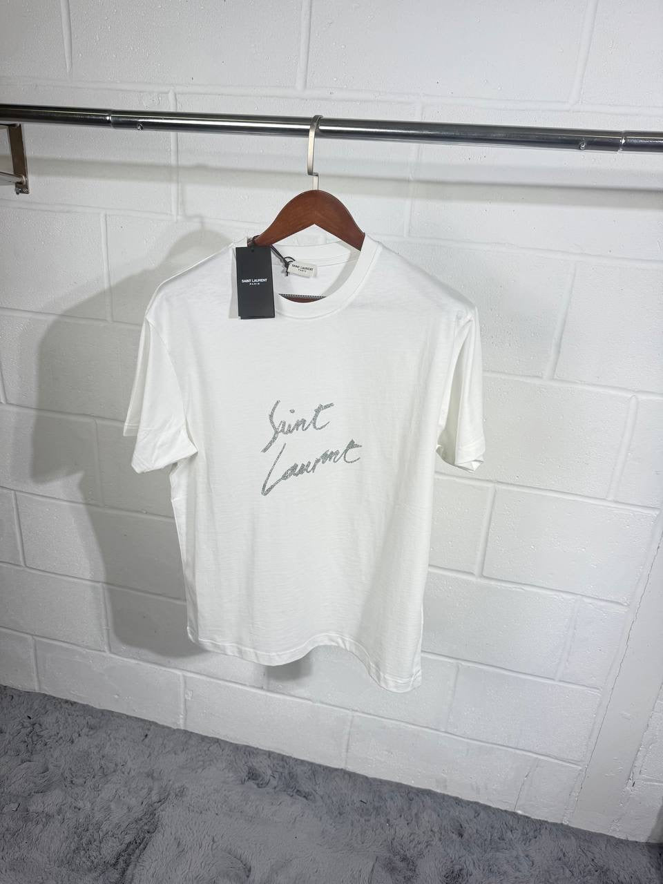 YSL TEE GREY WRITING
