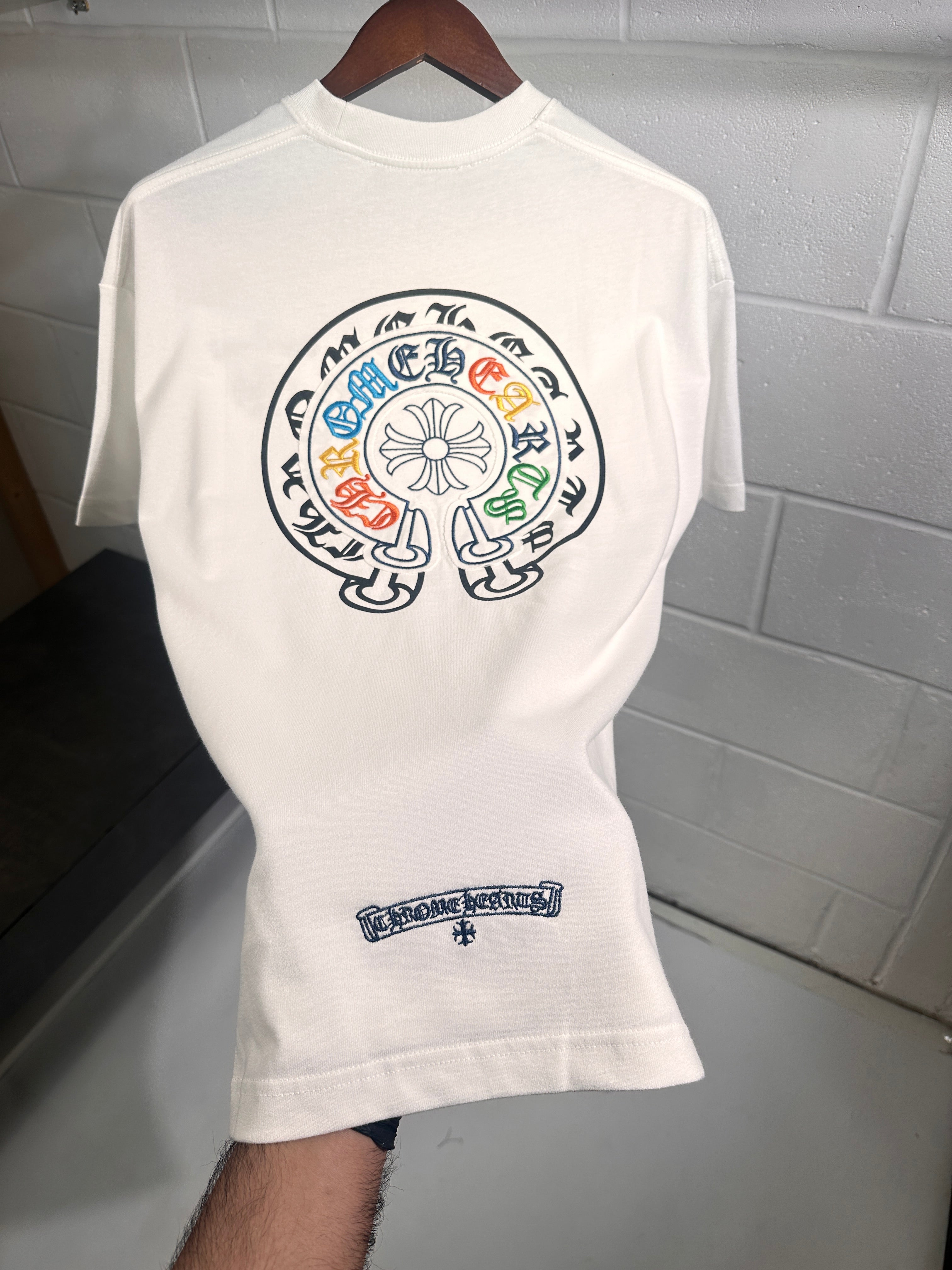 Chrome heart tee white