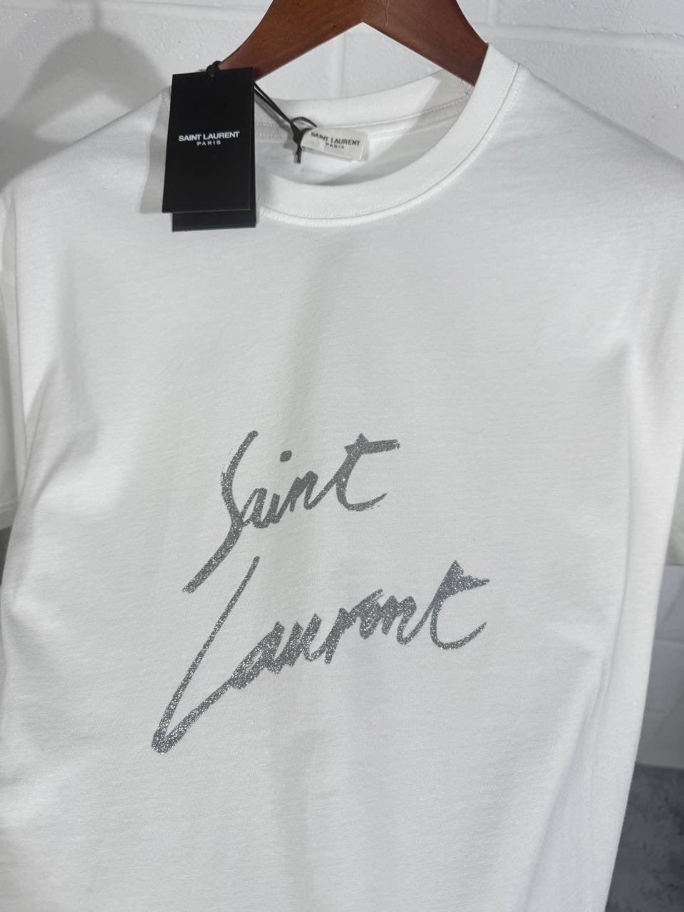 YSL TEE GREY WRITING
